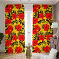 Hawaiian Hibiscus Flowers Pattern Print Dimout Pencil Pleat Curtains
