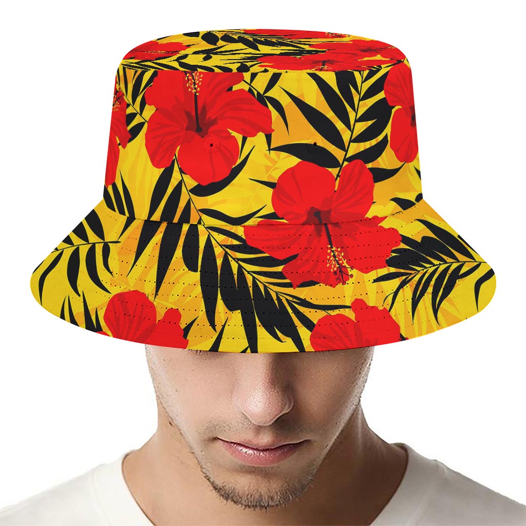 Hawaiian Hibiscus Flowers Pattern Print Bucket Hat