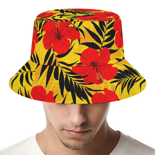 Hawaiian Hibiscus Flowers Pattern Print Bucket Hat