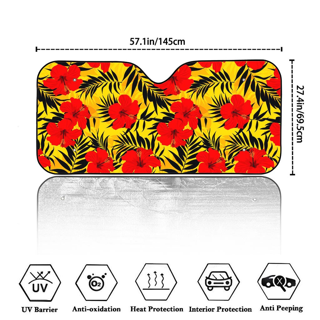 Hawaiian Hibiscus Flowers Pattern Print Car Windshield Sun Shade