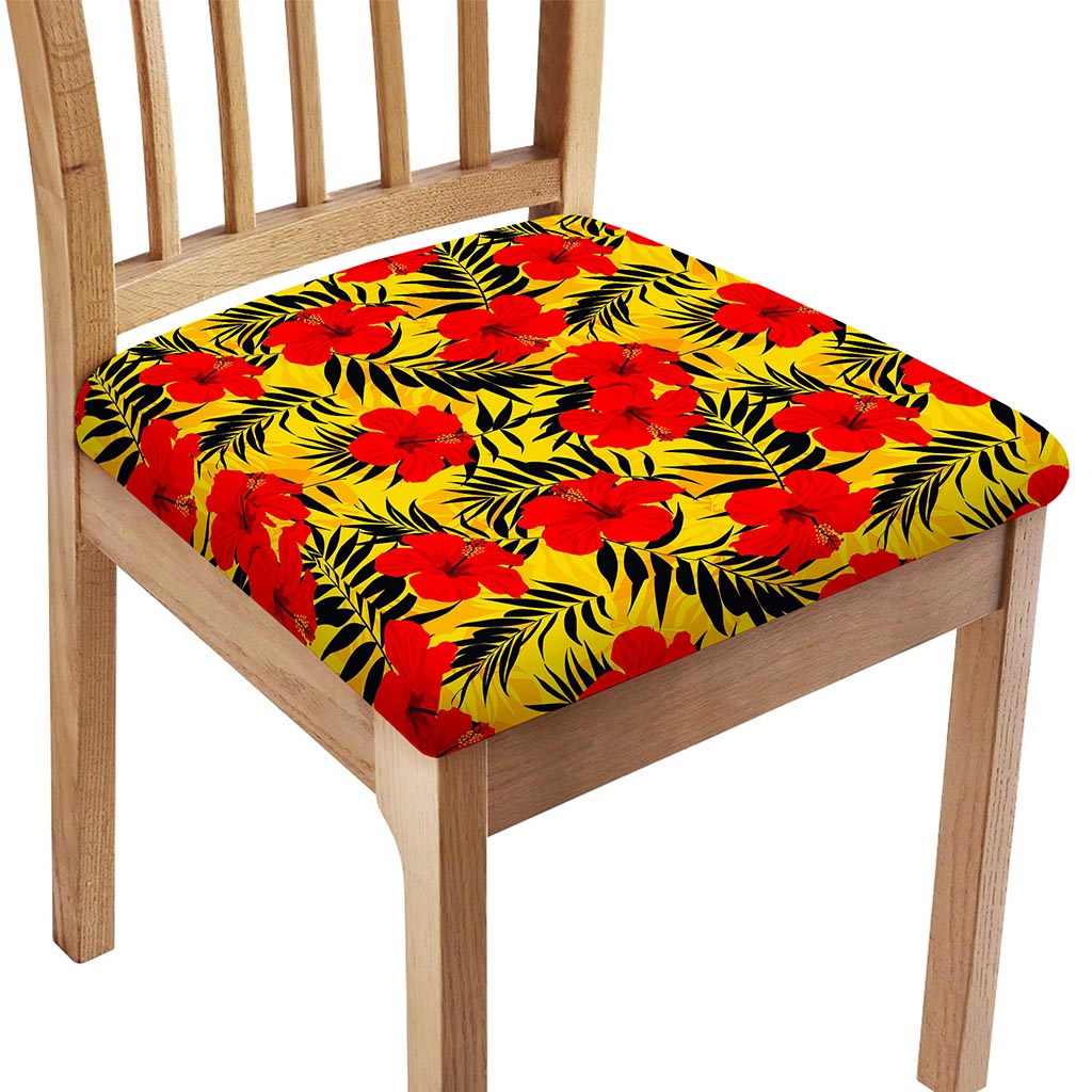 Hawaiian Hibiscus Flowers Pattern Print Chair Cushion Cover