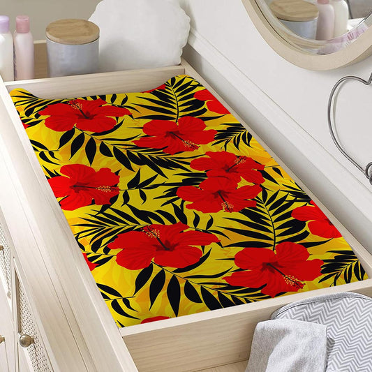 Hawaiian Hibiscus Flowers Pattern Print Changing Pad Cover