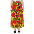 Hawaiian Hibiscus Flowers Pattern Print Chiffon Maxi Skirt
