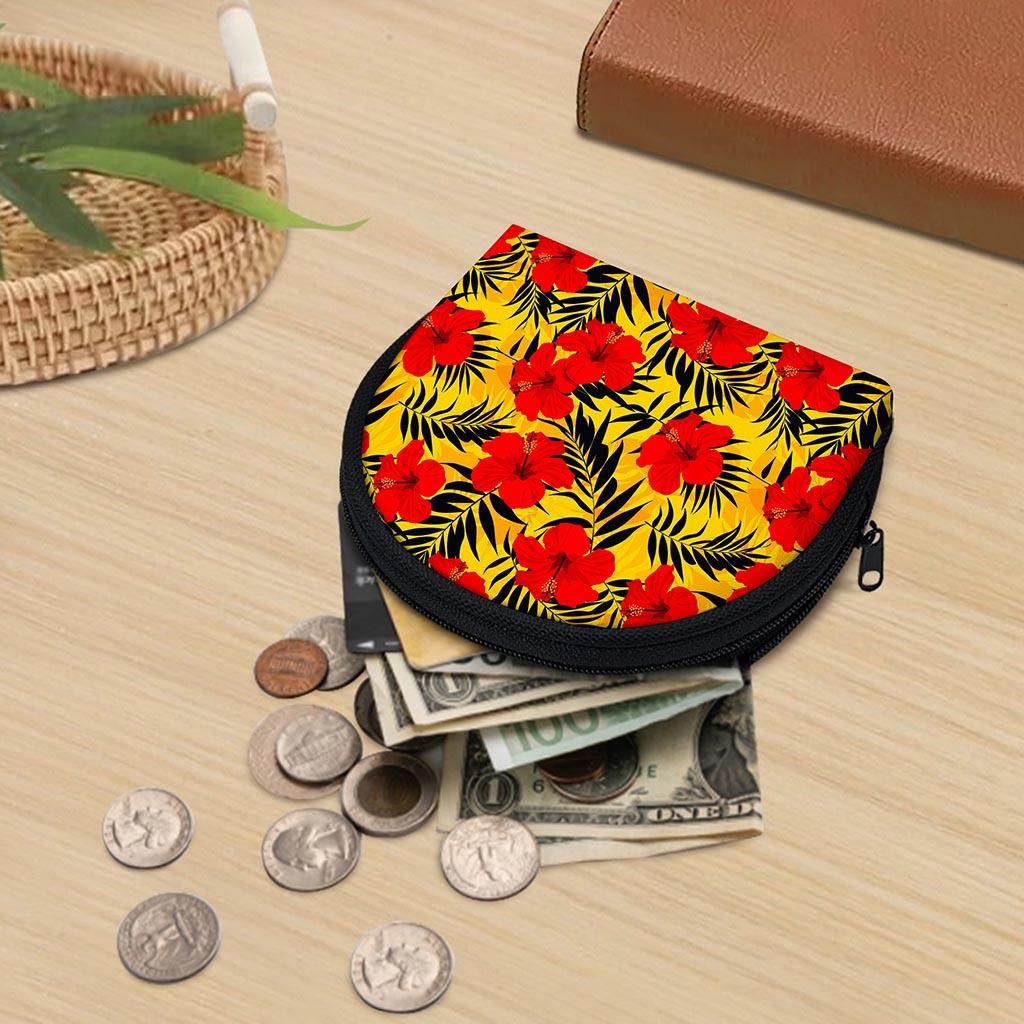 Hawaiian Hibiscus Flowers Pattern Print Coin Purse