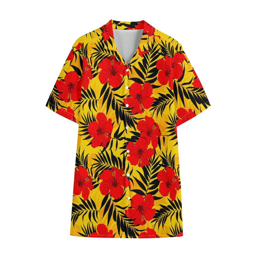 Hawaiian Hibiscus Flowers Pattern Print Cotton Hawaiian Shirt