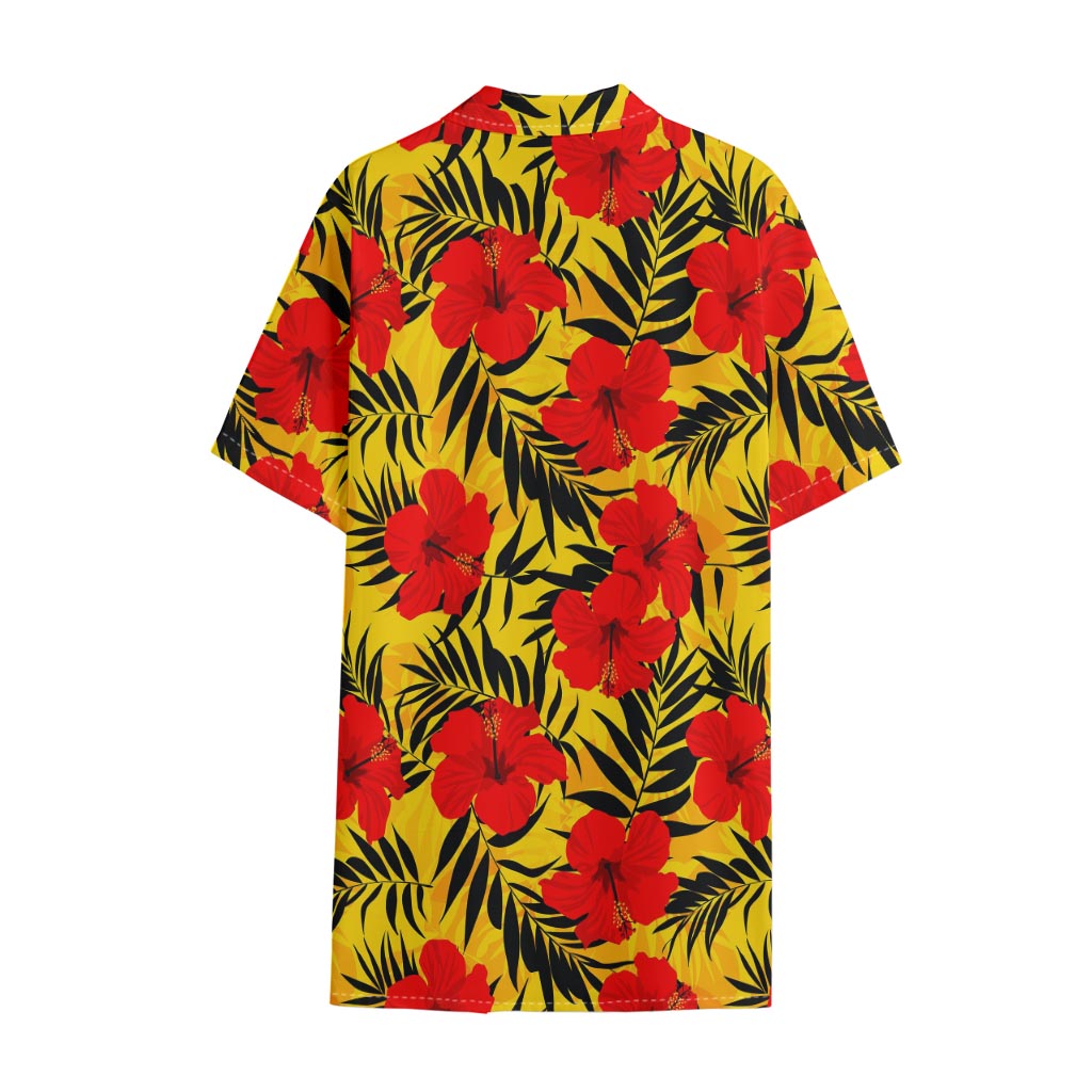 Hawaiian Hibiscus Flowers Pattern Print Cotton Hawaiian Shirt