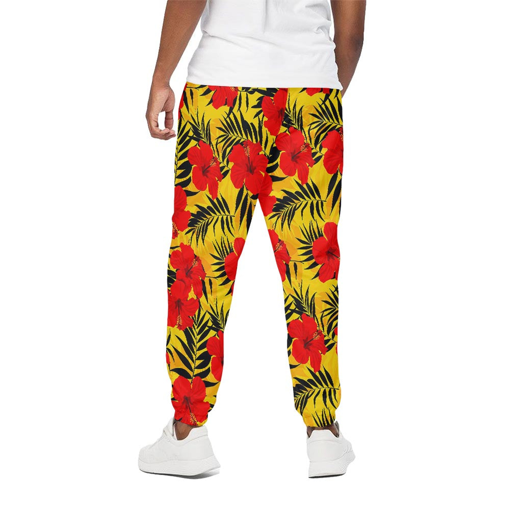 Hawaiian Hibiscus Flowers Pattern Print Cotton Pants