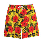 Hawaiian Hibiscus Flowers Pattern Print Cotton Shorts