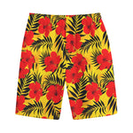 Hawaiian Hibiscus Flowers Pattern Print Cotton Shorts
