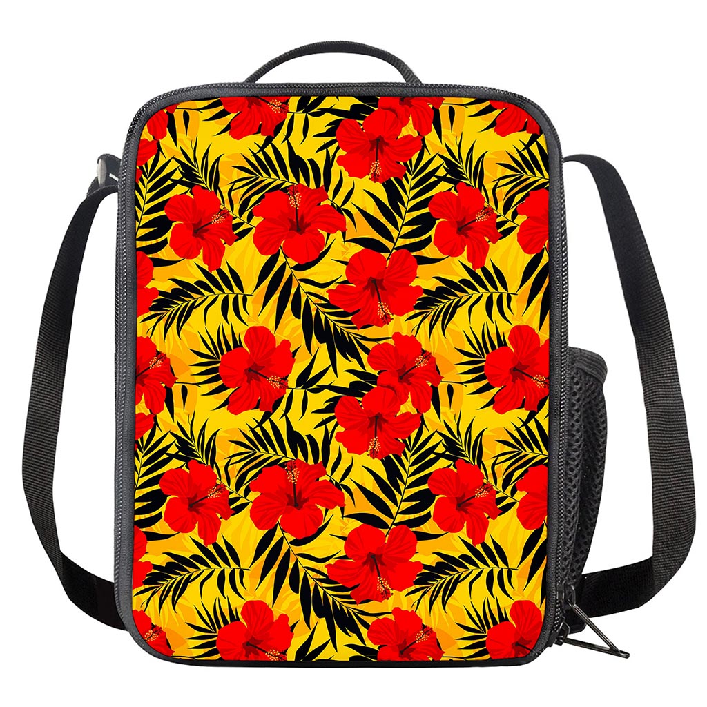 Hawaiian Hibiscus Flowers Pattern Print Crossbody Lunch Bag