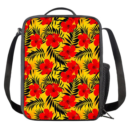Hawaiian Hibiscus Flowers Pattern Print Crossbody Lunch Bag