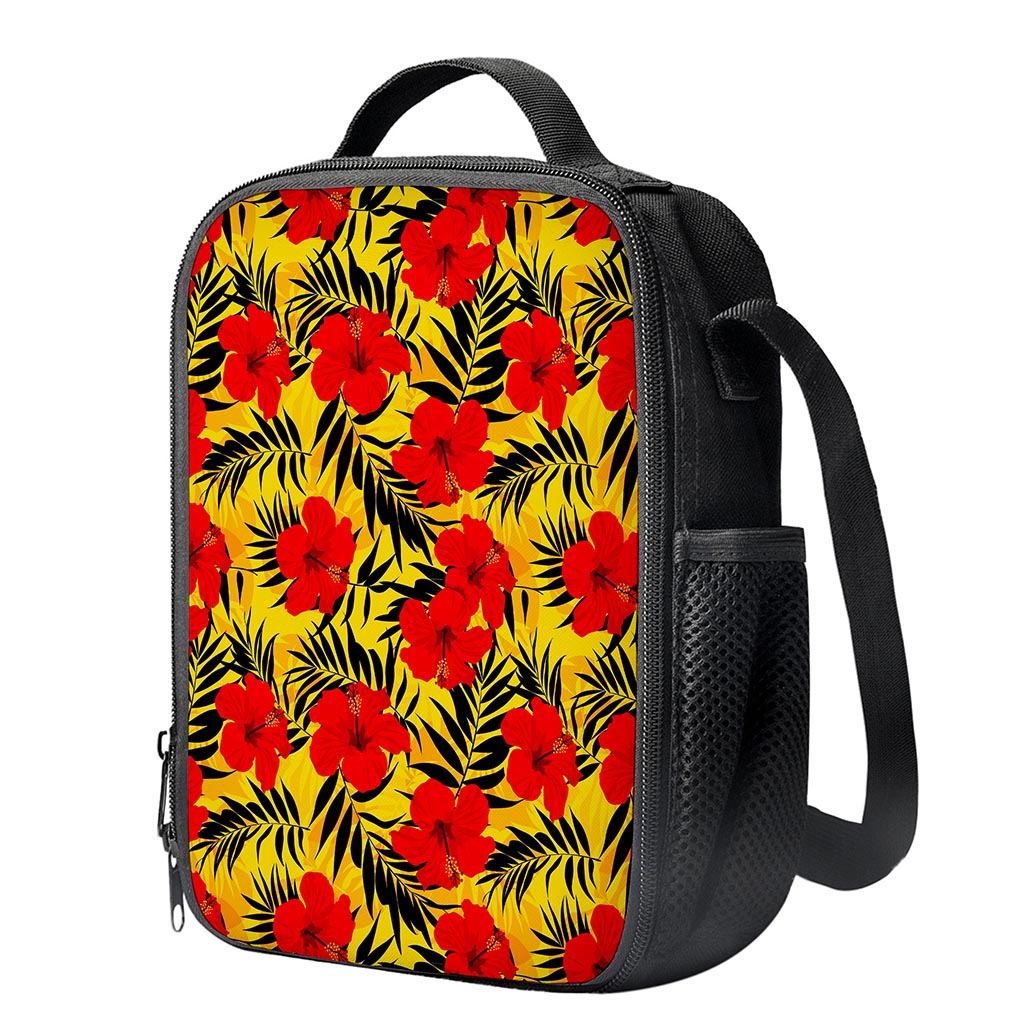 Hawaiian Hibiscus Flowers Pattern Print Crossbody Lunch Bag