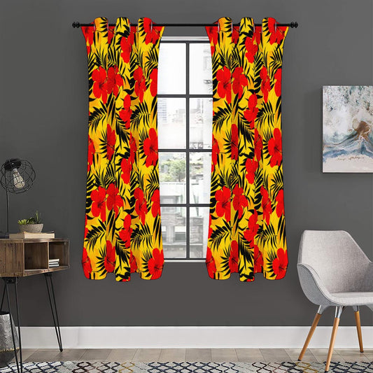 Hawaiian Hibiscus Flowers Pattern Print Curtain