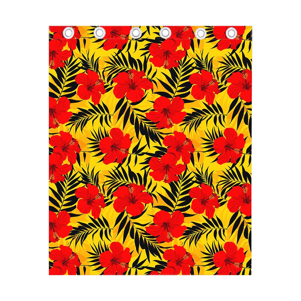 Hawaiian Hibiscus Flowers Pattern Print Curtain