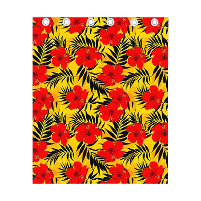 Hawaiian Hibiscus Flowers Pattern Print Curtain