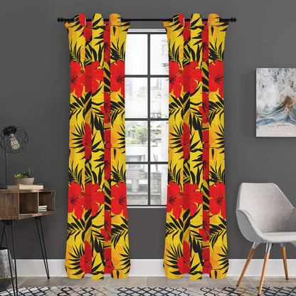 Hawaiian Hibiscus Flowers Pattern Print Curtain