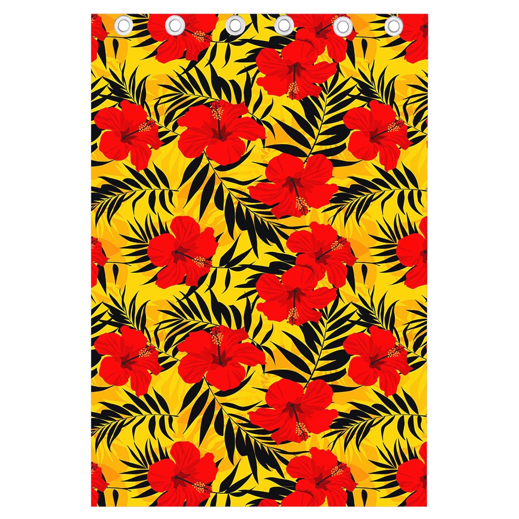 Hawaiian Hibiscus Flowers Pattern Print Curtain