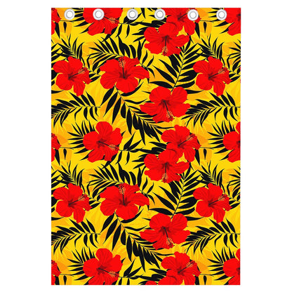 Hawaiian Hibiscus Flowers Pattern Print Curtain