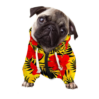 Hawaiian Hibiscus Flowers Pattern Print Dog Zip Up Hoodie