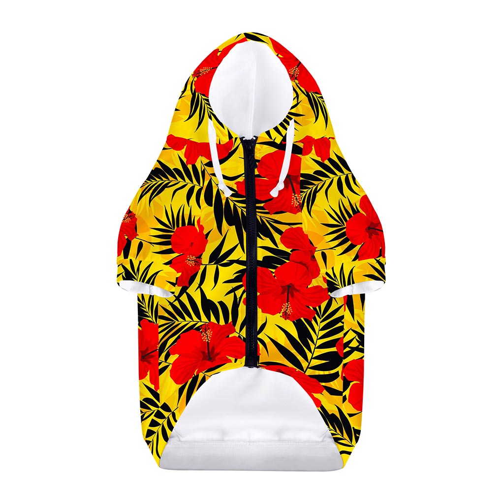 Hawaiian Hibiscus Flowers Pattern Print Dog Zip Up Hoodie