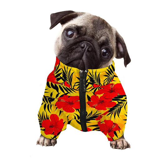 Hawaiian Hibiscus Flowers Pattern Print Dog Zip Up Jacket