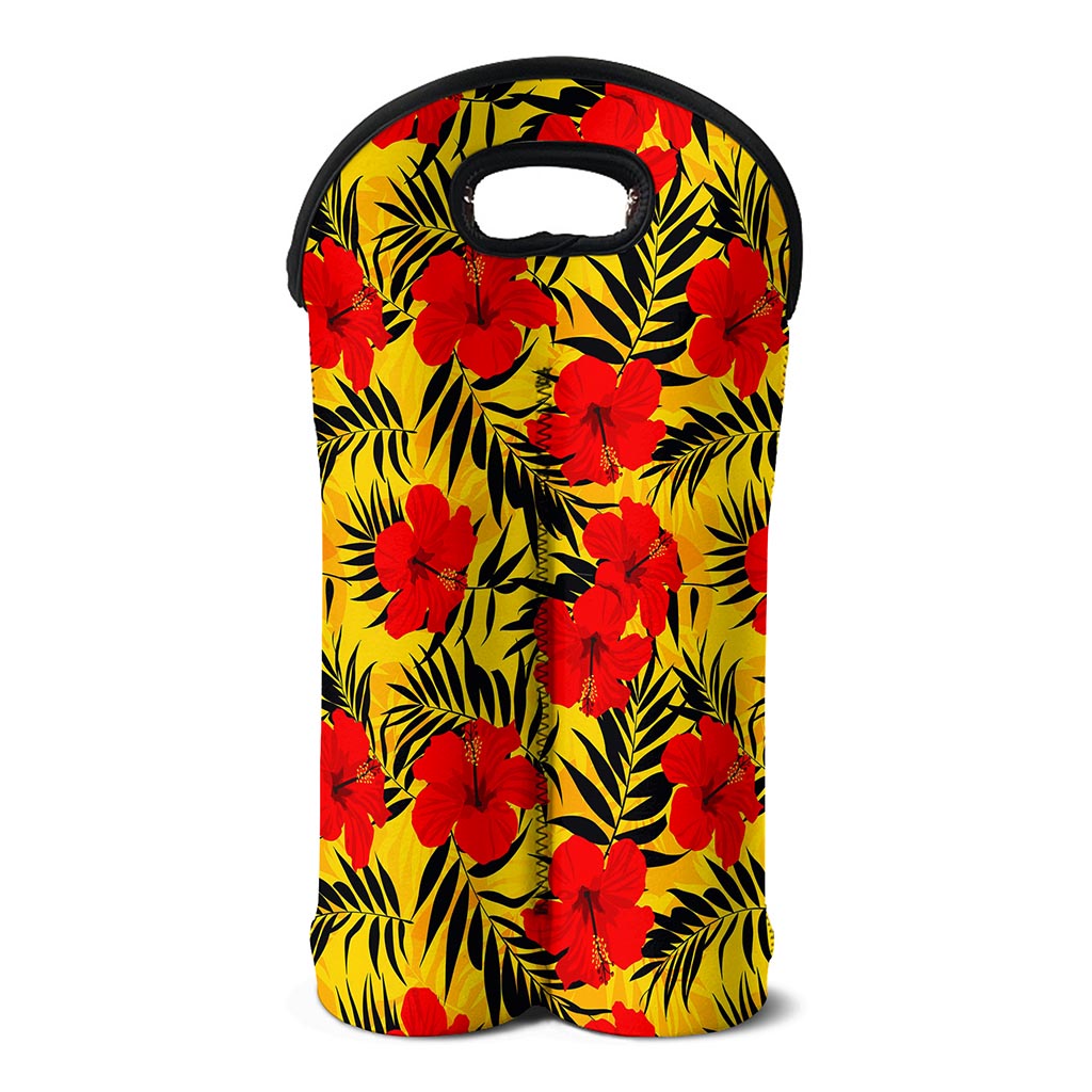 Hawaiian Hibiscus Flowers Pattern Print Double Neoprene Wine Tote