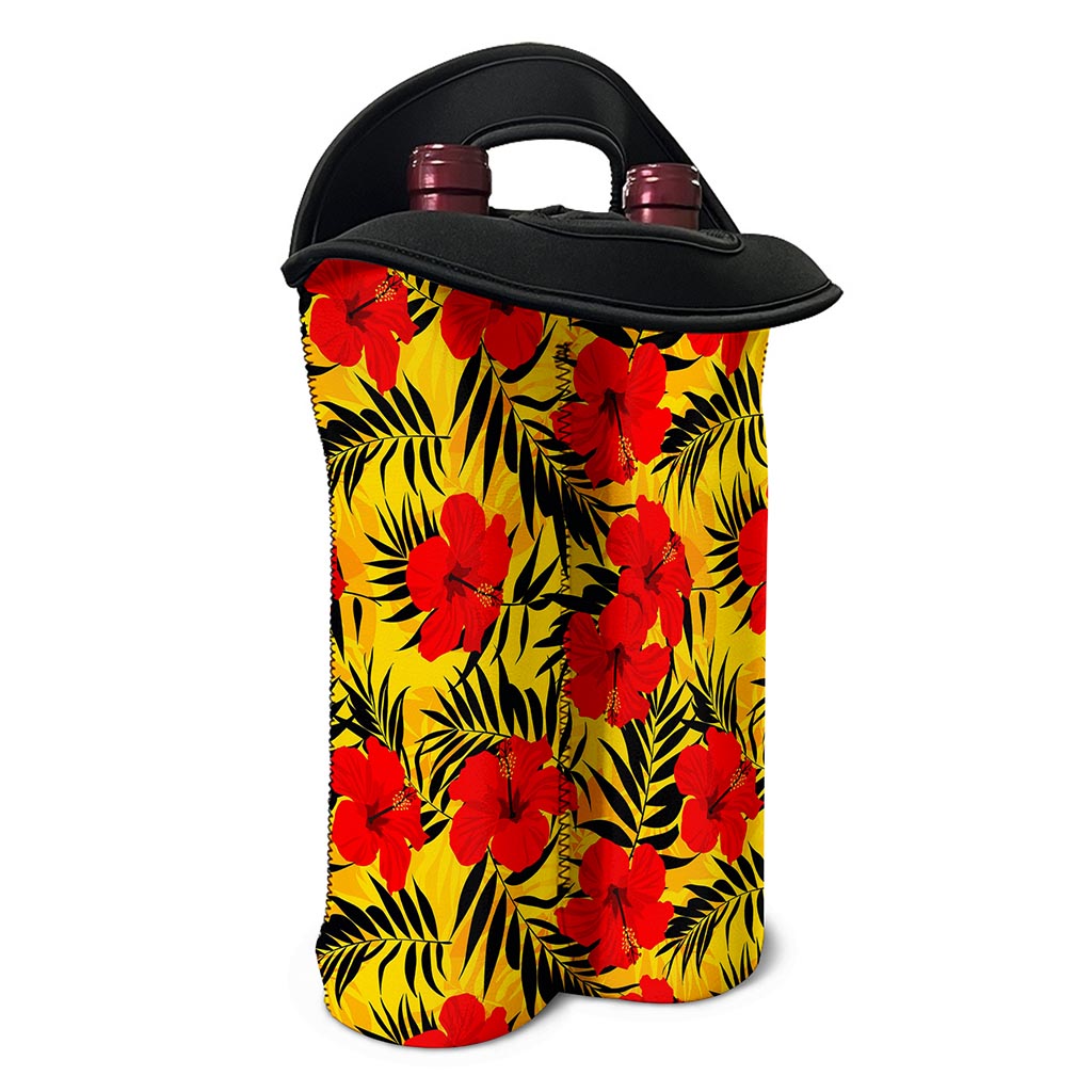 Hawaiian Hibiscus Flowers Pattern Print Double Neoprene Wine Tote