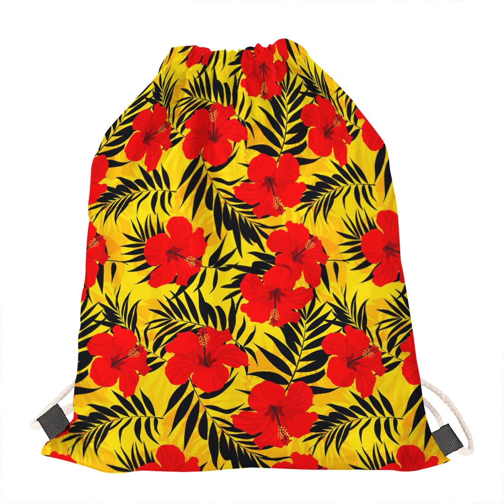 Hawaiian Hibiscus Flowers Pattern Print Drawstring Bag