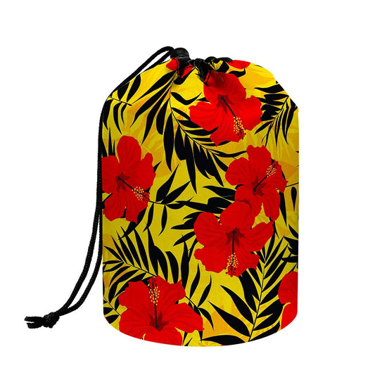 Hawaiian Hibiscus Flowers Pattern Print Drawstring Makeup Bag