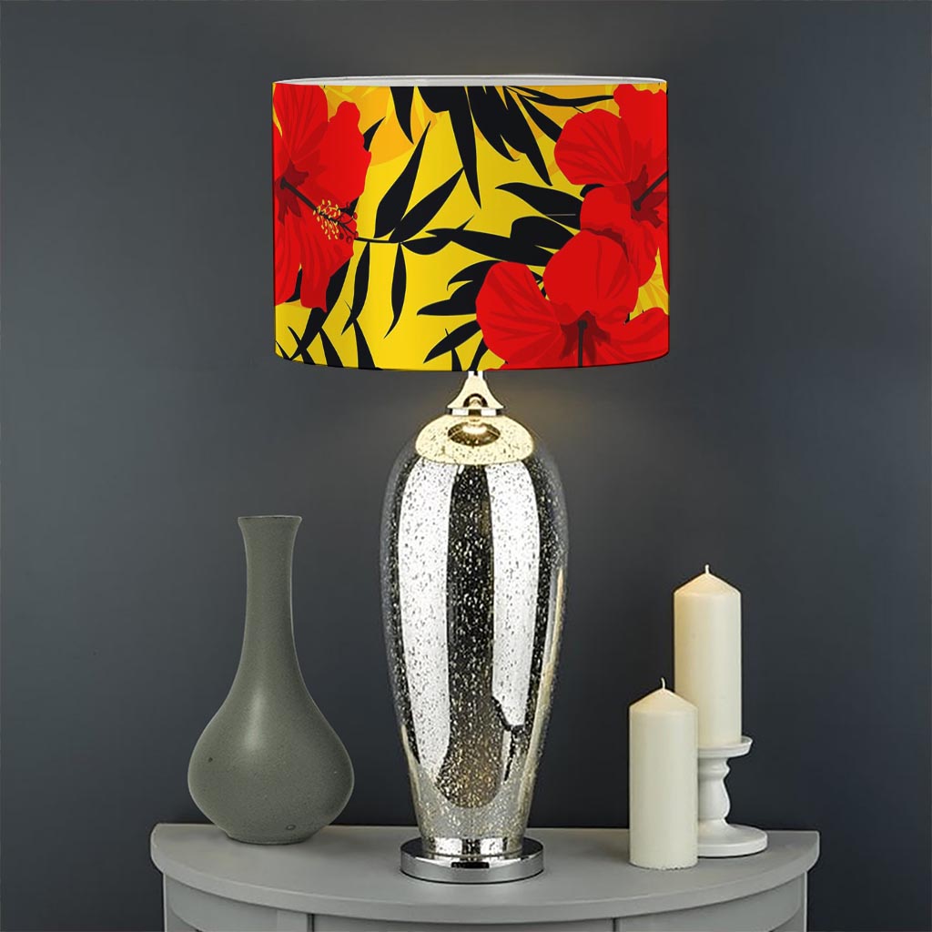 Hawaiian Hibiscus Flowers Pattern Print Drum Lamp Shade