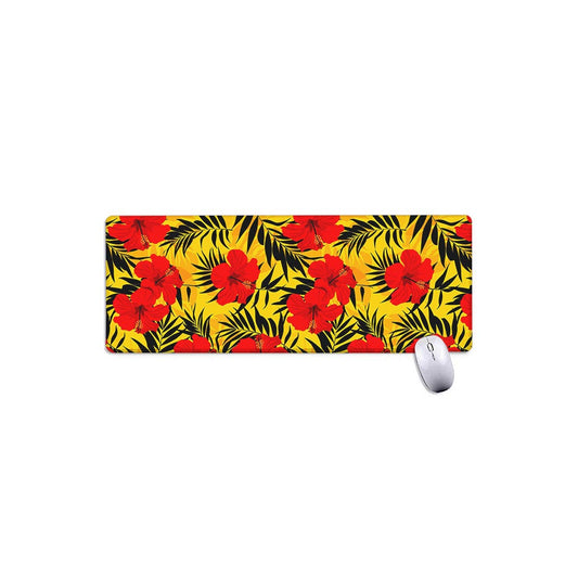 Hawaiian Hibiscus Flowers Pattern Print Extended Mouse Pad