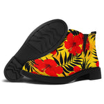 Hawaiian Hibiscus Flowers Pattern Print Flat Ankle Boots