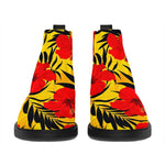 Hawaiian Hibiscus Flowers Pattern Print Flat Ankle Boots