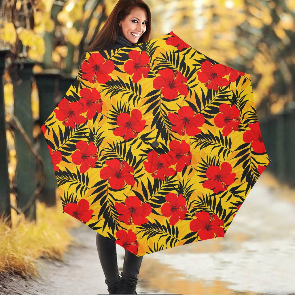 Hawaiian Hibiscus Flowers Pattern Print Foldable Umbrella