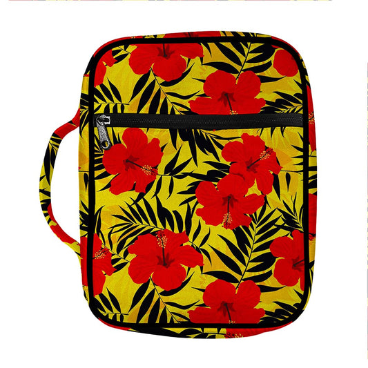 Hawaiian Hibiscus Flowers Pattern Print Front Pocket Bible Bag
