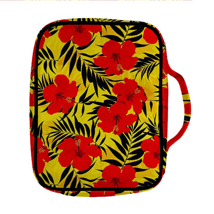 Hawaiian Hibiscus Flowers Pattern Print Front Pocket Bible Bag
