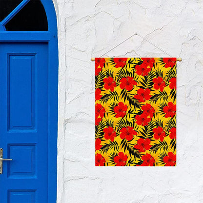 Hawaiian Hibiscus Flowers Pattern Print Garden Flag