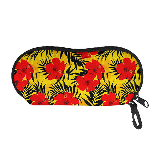 Hawaiian Hibiscus Flowers Pattern Print Glasses Case
