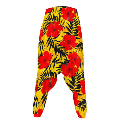 Hawaiian Hibiscus Flowers Pattern Print Hammer Pants