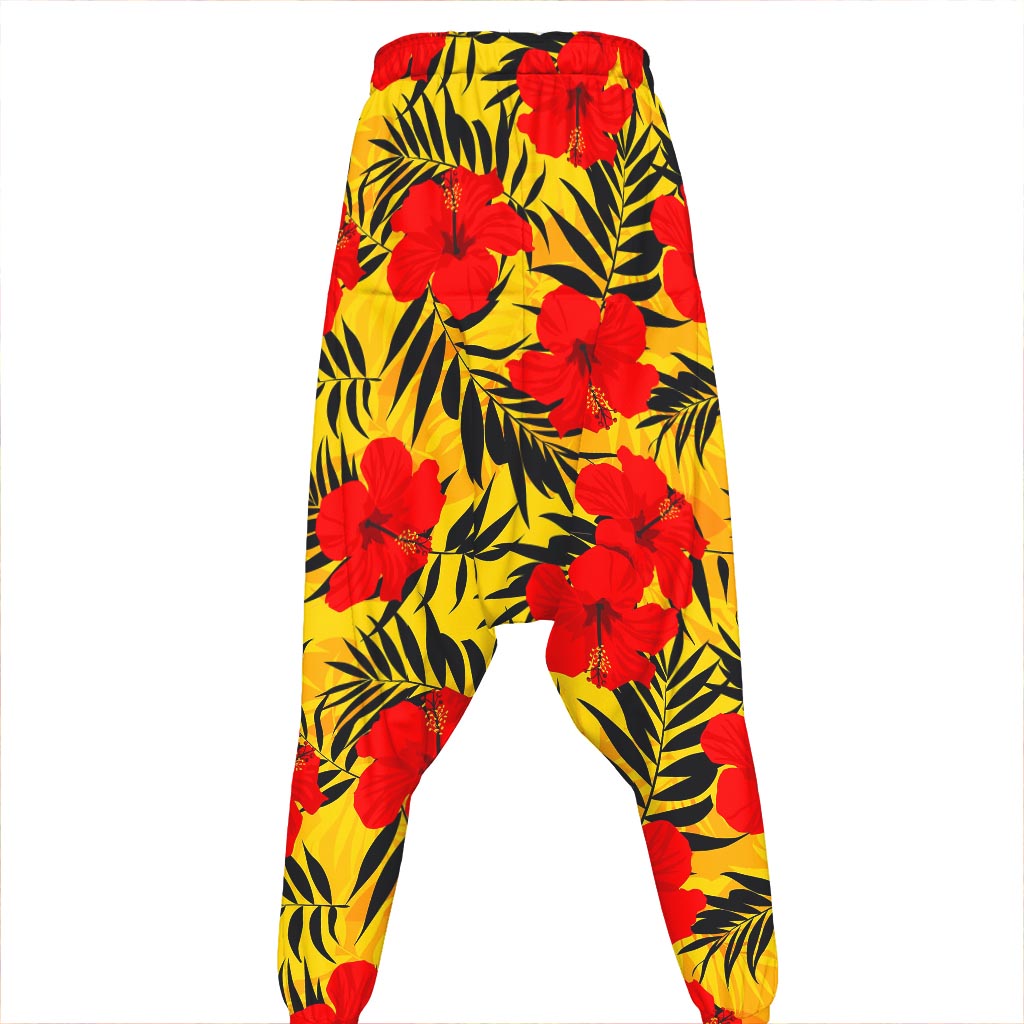 Hawaiian Hibiscus Flowers Pattern Print Hammer Pants
