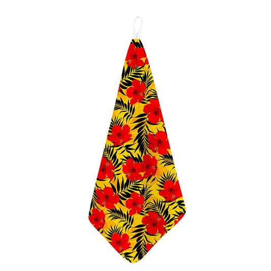 Hawaiian Hibiscus Flowers Pattern Print Hand Towel