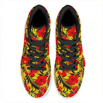 Hawaiian Hibiscus Flowers Pattern Print High Top Leather Sneakers