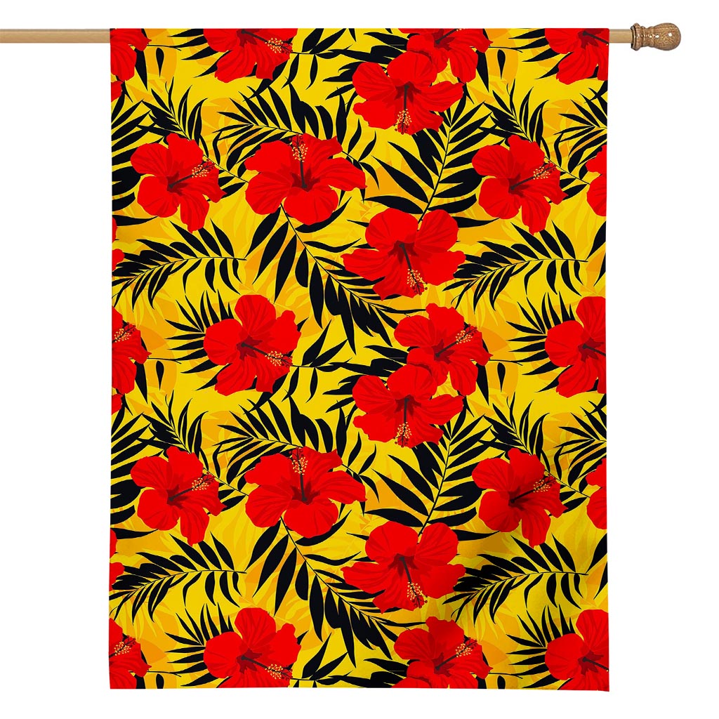 Hawaiian Hibiscus Flowers Pattern Print House Flag