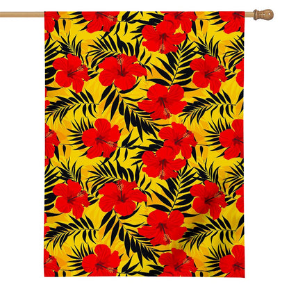 Hawaiian Hibiscus Flowers Pattern Print House Flag