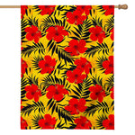 Hawaiian Hibiscus Flowers Pattern Print House Flag