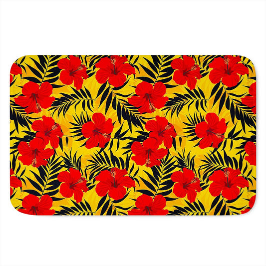 Hawaiian Hibiscus Flowers Pattern Print Indoor Door Mat
