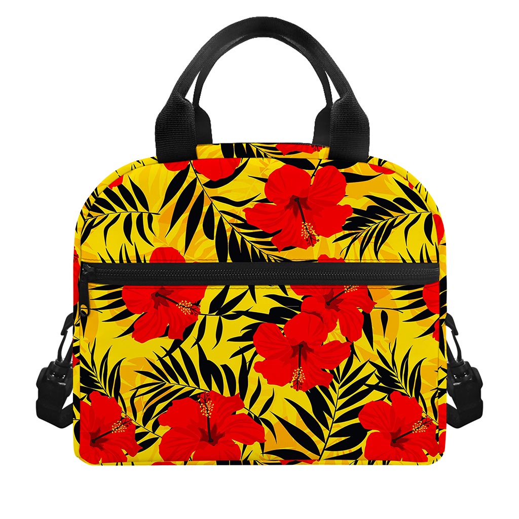Hawaiian Hibiscus Flowers Pattern Print Insulated Lunch Bag