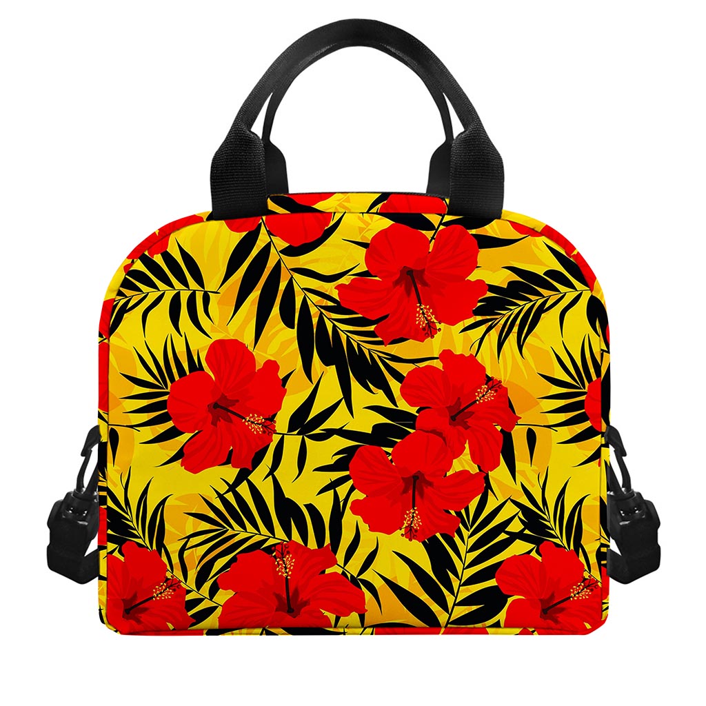 Hawaiian Hibiscus Flowers Pattern Print Insulated Lunch Bag