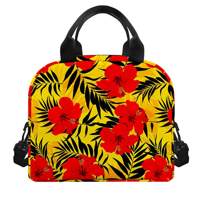 Hawaiian Hibiscus Flowers Pattern Print Insulated Lunch Bag