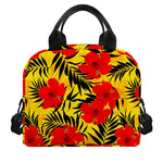 Hawaiian Hibiscus Flowers Pattern Print Insulated Lunch Bag